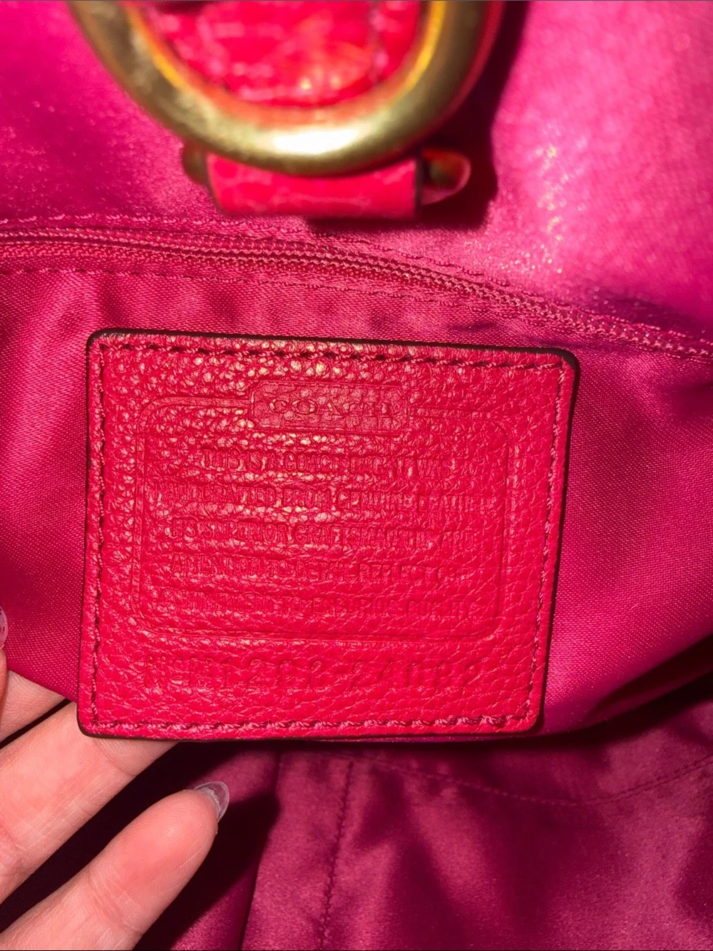 Coach Pink and Cream Leather Tote with Gold Chain Handles